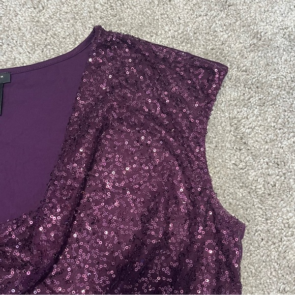 Ann Taylor size large women’s purple sequin scoop neck sleeveless top - Picture 7 of 10